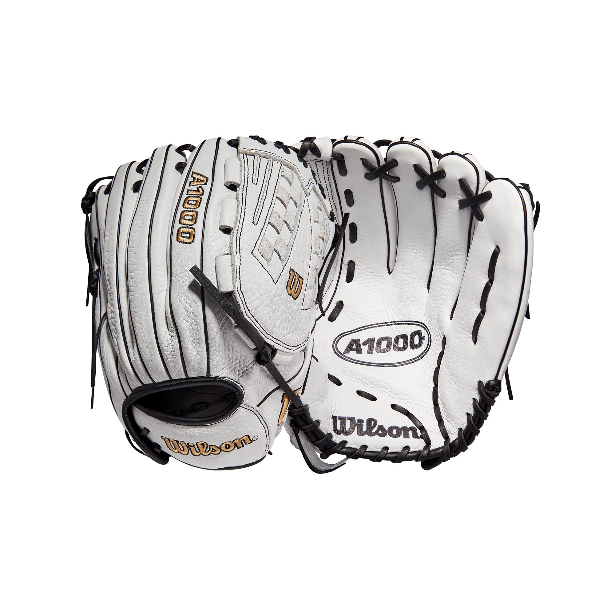 Wilson 2022 A1000 V125 12.5" Fastpitch Outfield Glove - Right Thro, Black/White/Metallic Gold